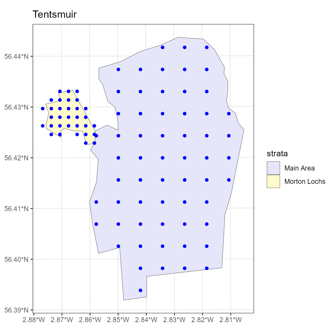 Figure 12: An example multi strata point transect survey.